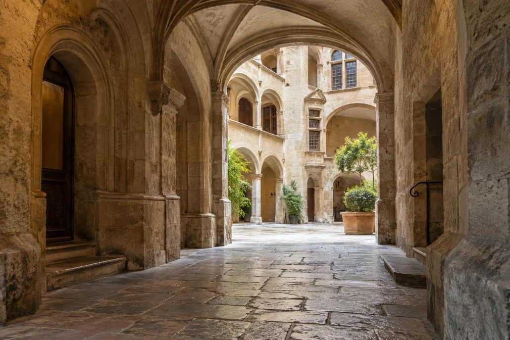 Passage voûté et cour intérieure des traboules de Lyon