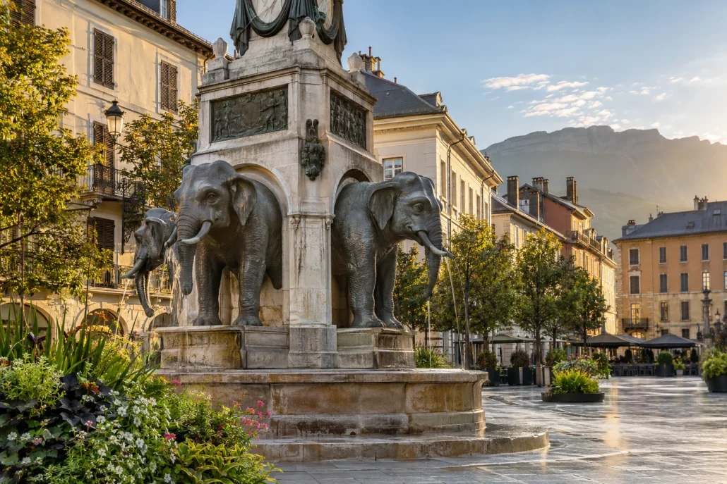 Fontaine des Éléphants au centre de Chambéry